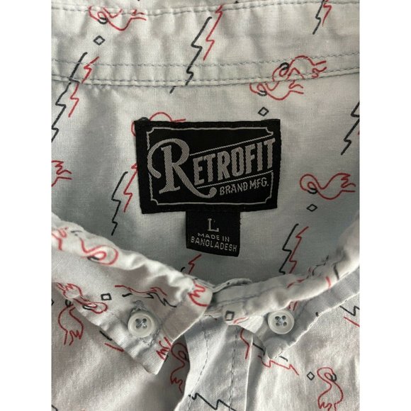 Retrofit Brand MFG Flamingo Tropical Mens Button Down Shirt Size L Large - Picture 3 of 6